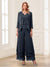 Jumpsuits V-Neck 3/4 Sleeves Ankle-Length Two Pieces Mother of the Bride Pantsuit with Lace