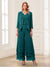 Jumpsuits V-Neck 3/4 Sleeves Ankle-Length Two Pieces Mother of the Bride Pantsuit with Lace