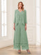 Jumpsuits V-Neck 3/4 Sleeves Ankle-Length Two Pieces Mother of the Bride Pantsuit with Lace