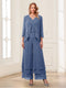 Jumpsuits V-Neck 3/4 Sleeves Ankle-Length Two Pieces Mother of the Bride Pantsuit with Lace