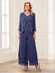 Jumpsuits V-Neck 3/4 Sleeves Ankle-Length Two Pieces Mother of the Bride Pantsuit with Lace