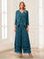 Jumpsuits V-Neck 3/4 Sleeves Ankle-Length Two Pieces Mother of the Bride Pantsuit with Lace