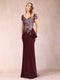 Sheath/Column V-Neck Floor-Length Short Sleeves Mother of the Bride Dresses with Sequins & Split Side