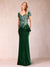 Sheath/Column V-Neck Floor-Length Short Sleeves Mother of the Bride Dresses with Sequins & Split Side