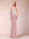 Sheath/Column V-Neck Floor-Length Short Sleeves Mother of the Bride Dresses with Sequins & Split Side