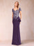 Sheath/Column V-Neck Floor-Length Short Sleeves Mother of the Bride Dresses with Sequins & Split Side