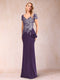 Sheath/Column V-Neck Floor-Length Short Sleeves Mother of the Bride Dresses with Sequins & Split Side