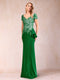 Sheath/Column V-Neck Floor-Length Short Sleeves Mother of the Bride Dresses with Sequins & Split Side