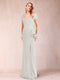 Sheath/Column V-Neck Floor-Length Short Sleeves Mother of the Bride Dresses with Sequins & Split Side