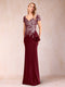 Sheath/Column V-Neck Floor-Length Short Sleeves Mother of the Bride Dresses with Sequins & Split Side