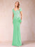 Sheath/Column V-Neck Floor-Length Short Sleeves Mother of the Bride Dresses with Sequins & Split Side