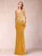 Sheath/Column V-Neck Floor-Length Short Sleeves Mother of the Bride Dresses with Sequins & Split Side