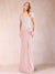 Sheath/Column V-Neck Floor-Length Short Sleeves Mother of the Bride Dresses with Sequins & Split Side