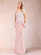Sheath/Column V-Neck Floor-Length Short Sleeves Mother of the Bride Dresses with Sequins & Split Side