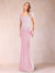 Sheath/Column V-Neck Floor-Length Short Sleeves Mother of the Bride Dresses with Sequins & Split Side