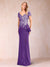 Sheath/Column V-Neck Floor-Length Short Sleeves Mother of the Bride Dresses with Sequins & Split Side