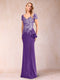 Sheath/Column V-Neck Floor-Length Short Sleeves Mother of the Bride Dresses with Sequins & Split Side