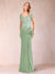 Sheath/Column V-Neck Floor-Length Short Sleeves Mother of the Bride Dresses with Sequins & Split Side