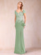 Sheath/Column V-Neck Floor-Length Short Sleeves Mother of the Bride Dresses with Sequins & Split Side