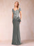 Sheath/Column V-Neck Floor-Length Short Sleeves Mother of the Bride Dresses with Sequins & Split Side