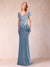 Sheath/Column V-Neck Floor-Length Short Sleeves Mother of the Bride Dresses with Sequins & Split Side