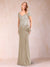 Sheath/Column V-Neck Floor-Length Short Sleeves Mother of the Bride Dresses with Sequins & Split Side