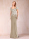 Sheath/Column V-Neck Floor-Length Short Sleeves Mother of the Bride Dresses with Sequins & Split Side