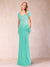 Sheath/Column V-Neck Floor-Length Short Sleeves Mother of the Bride Dresses with Sequins & Split Side