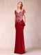 Sheath/Column V-Neck Floor-Length Short Sleeves Mother of the Bride Dresses with Sequins & Split Side