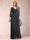 A-Line/Princess V-Neck 3/4 Sleeves Floor-Length Mother of the Bride Dresses with Ruched & Beading