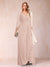 A-Line/Princess V-Neck 3/4 Sleeves Floor-Length Mother of the Bride Dresses with Ruched & Beading
