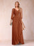 A-Line/Princess V-Neck 3/4 Sleeves Floor-Length Mother of the Bride Dresses with Ruched & Beading