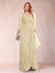 A-Line/Princess V-Neck 3/4 Sleeves Floor-Length Mother of the Bride Dresses with Ruched & Beading