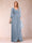 A-Line/Princess V-Neck 3/4 Sleeves Floor-Length Mother of the Bride Dresses with Ruched & Beading