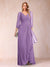 A-Line/Princess V-Neck 3/4 Sleeves Floor-Length Mother of the Bride Dresses with Ruched & Beading