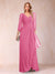 A-Line/Princess V-Neck 3/4 Sleeves Floor-Length Mother of the Bride Dresses with Ruched & Beading