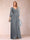 A-Line/Princess V-Neck 3/4 Sleeves Floor-Length Mother of the Bride Dresses with Ruched & Beading