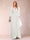 A-Line/Princess V-Neck 3/4 Sleeves Floor-Length Mother of the Bride Dresses with Ruched & Beading
