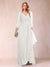 A-Line/Princess V-Neck 3/4 Sleeves Floor-Length Mother of the Bride Dresses with Ruched & Beading