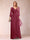 A-Line/Princess V-Neck 3/4 Sleeves Floor-Length Mother of the Bride Dresses with Ruched & Beading