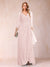 A-Line/Princess V-Neck 3/4 Sleeves Floor-Length Mother of the Bride Dresses with Ruched & Beading