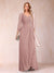 A-Line/Princess V-Neck 3/4 Sleeves Floor-Length Mother of the Bride Dresses with Ruched & Beading