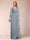 A-Line/Princess V-Neck 3/4 Sleeves Floor-Length Mother of the Bride Dresses with Ruched & Beading