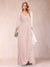 A-Line/Princess V-Neck 3/4 Sleeves Floor-Length Mother of the Bride Dresses with Ruched & Beading
