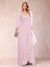 A-Line/Princess V-Neck 3/4 Sleeves Floor-Length Mother of the Bride Dresses with Ruched & Beading