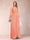 A-Line/Princess V-Neck 3/4 Sleeves Floor-Length Mother of the Bride Dresses with Ruched & Beading
