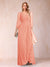 A-Line/Princess V-Neck 3/4 Sleeves Floor-Length Mother of the Bride Dresses with Ruched & Beading