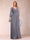 A-Line/Princess V-Neck 3/4 Sleeves Floor-Length Mother of the Bride Dresses with Ruched & Beading