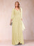 A-Line/Princess V-Neck 3/4 Sleeves Floor-Length Mother of the Bride Dresses with Ruched & Beading
