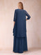 A-Line/Princess Scoop 3/4 Sleeves Floor-Length two pieces Mother of the Bride Dress With Sequins & Sash
